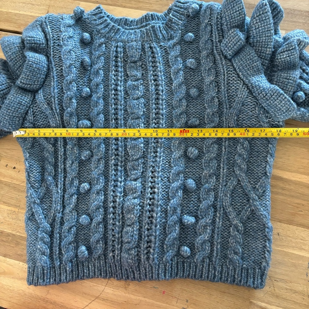 Zara Blue Ruffle Sweater M - Picture 3 of 7